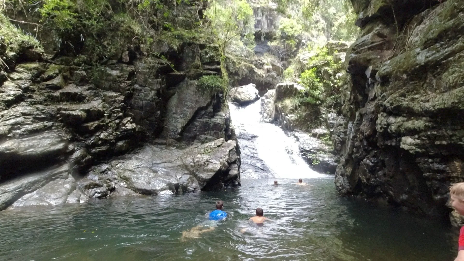 Waterfall and natural swimming hole at Oasis of Hope in the Coffs Harbour hinterland